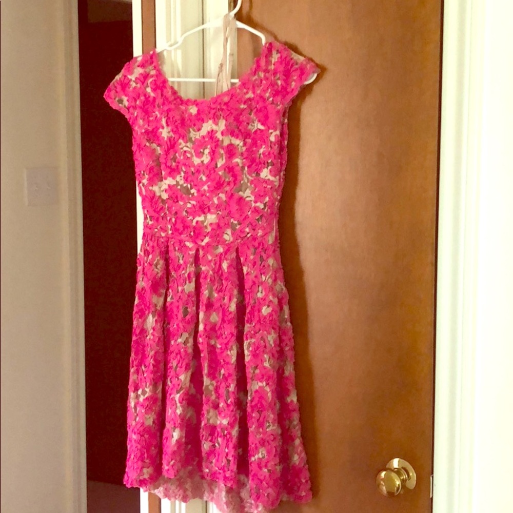 Anthropologie hot pink dress (lace)